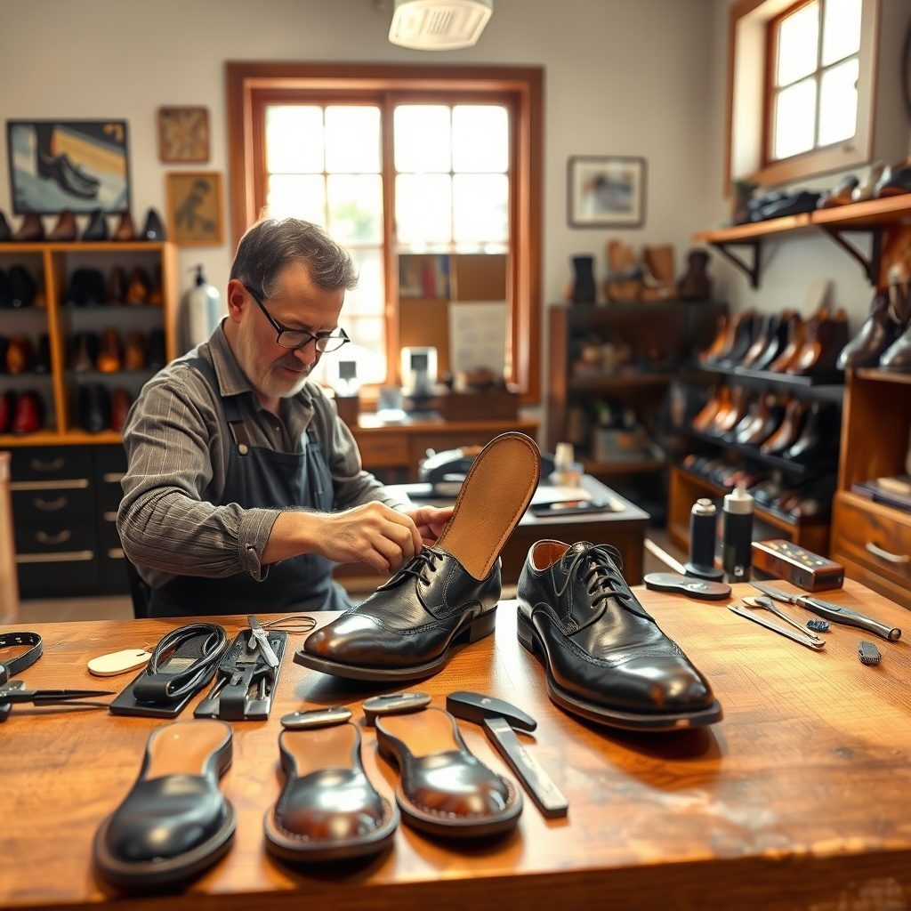 Sapatos em reparo na Shoefix